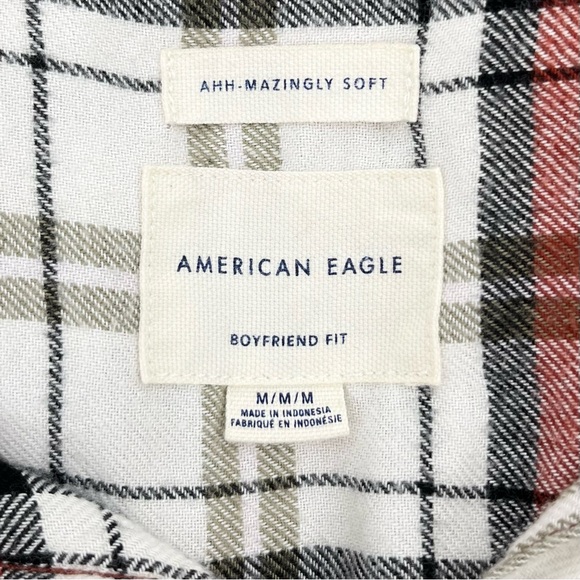 American Eagle Ahh-Mazingly Soft Boyfriend Fit Plaid Flannel Button Down Shirt - Picture 5 of 6